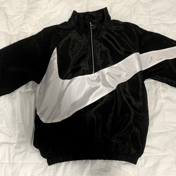 Nike Swoosh black and white zip up wind breaker, worn just twice - Picture 1 of 2